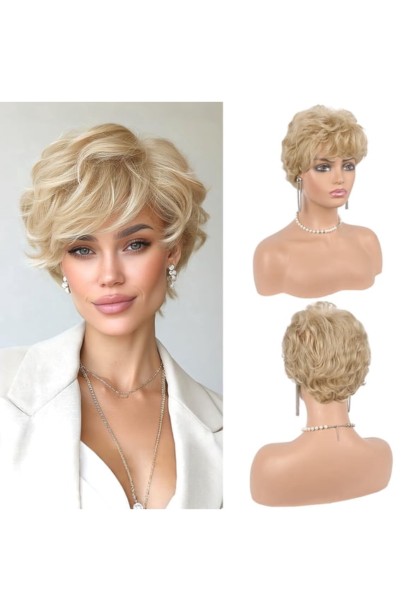 Short Natural Heat Resistant Hair Wig DAPRZIY Grey Pixie Wigs for Women Synthetic Layered Haircut Daily Costume Wig