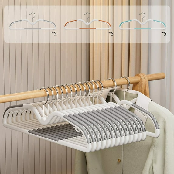 Short Neck Hanger, Non Slip Thickened, Clothes Hanger, Plastic Storage Rack, for Wardrobe Space Saving, Household Storage Organizer | Gray KTFgvq
