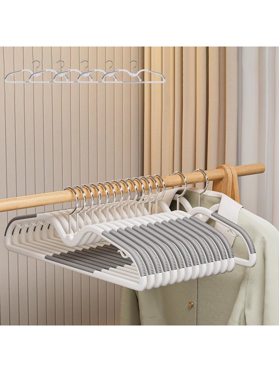 Short Neck Hanger Non Slip Thickened, Usupdd Plastic Clothes Hanger Space Saving Wardrobe Hanger 5 Pcs, Household Storage Rack for Coats Jackets Wet Clothes with 360 Degree Rotating Hook, Gray