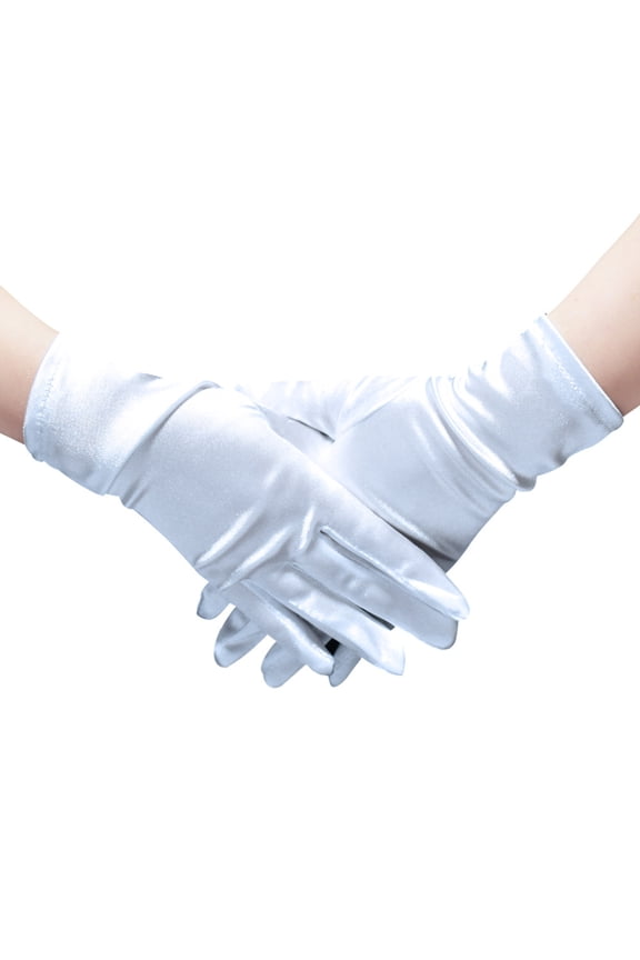 Short Opera Satin Gloves Wrist Length Gloves for Women 1920s Black Silk Gloves Costume Opera Wedding Banquet Evening Dress Gloves for Tea Party Dance