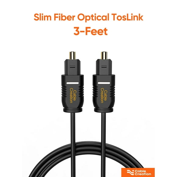 Short Optical Digital Audio Cable 3ft, CableCreation Thin Fiber Optic Toslink Cord, Slim Optical Fiber S/PDIF Compatible with Home Theater, Sound Bar, TV, PlayStation, Xbox, VD/CD Player, Game Console