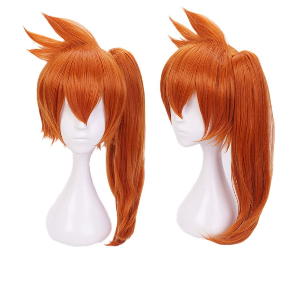 Short Orange Cosplay Wig Heat Resistant Synthetic Anime Party Wig With Ponytail wig Cosplay Wig Walmart