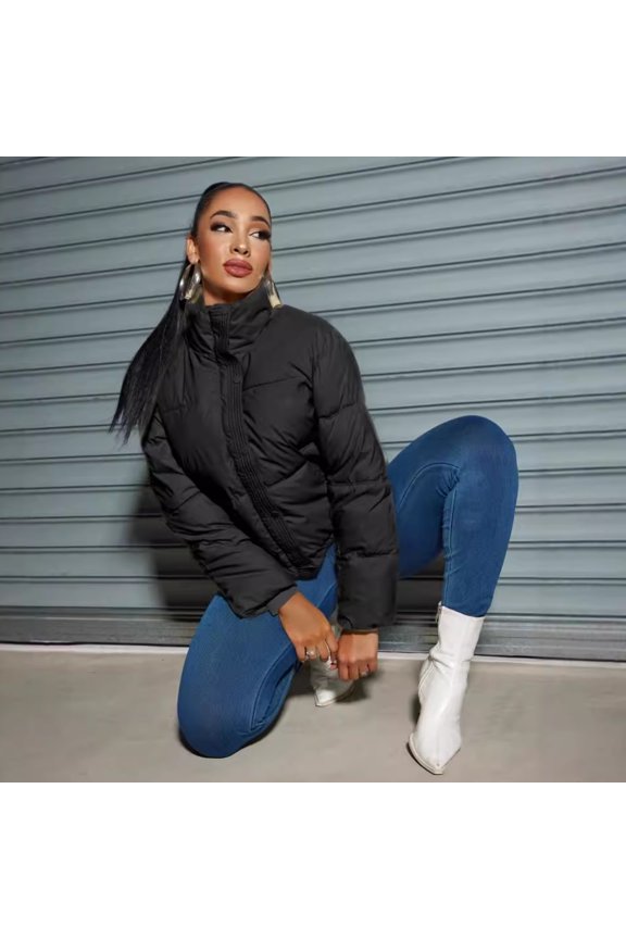 Short Padded Down Jacket (M, Black)