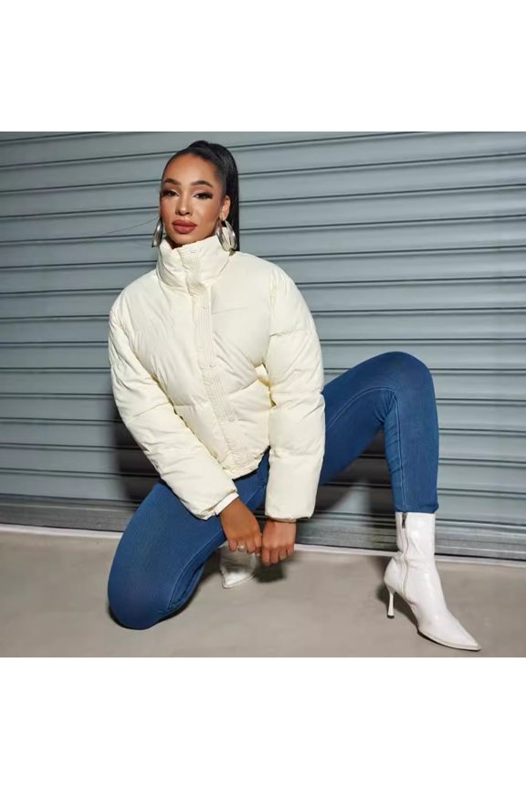 Short Padded Down Jacket (S, White)