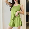 thumbnail image 1 of Short Pajama Set for Women New Pajamas for Women Set Shorts and Tank Tops Sleeveless Pjs Sets Casual Sleepwear Soft 2 Piece Loungewear Style B-1 Mint Green 3XL, 1 of 5