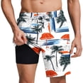 thumbnail image 1 of Short Pants Men Beach Cotton Men Swim Trunks with Compresssion Liner 7 Inch Inseam Board Shorts Bathing Suits with Zipper Pockets, 1 of 5