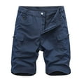 thumbnail image 1 of Short Pants for Men Twill Cotton Casual Relaxed Fit Mens Running Shorts Summer Outdoor with Zipper Pockets,Navy,XXL, 1 of 3