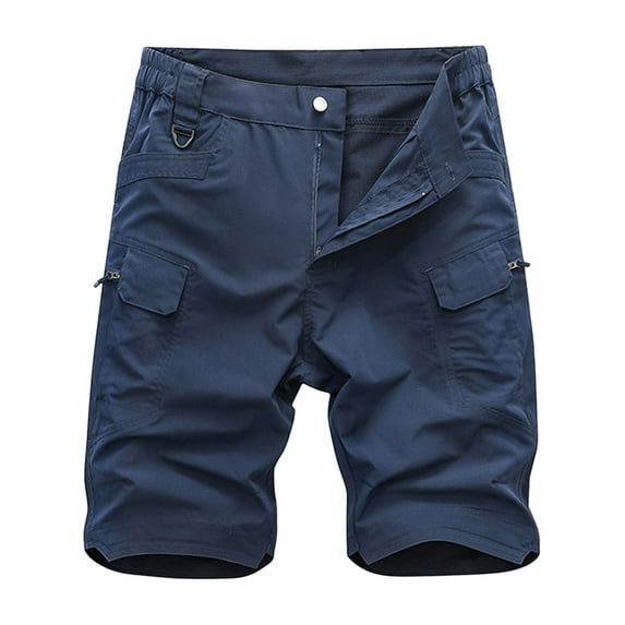 Short Pants for Men Twill Cotton Casual Relaxed Fit Mens Running Shorts Summer Outdoor with Zipper Pockets,Navy,XXL