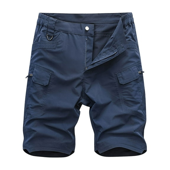 Short Pants for Men Twill Cotton Casual Relaxed Fit Mens Running Shorts Summer Outdoor with Zipper Pockets,Navy,XXL