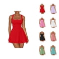 thumbnail image 1 of Short Party Dress for Women Summer Sleeveless Square Neck Tiered Ruffle Hem Ruched Waist A Line Mini Dress, 1 of 9