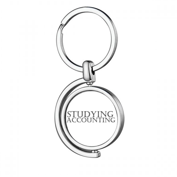 Short Phrase Studying Accounting Rotating Keychain Metal Keyring Holder
