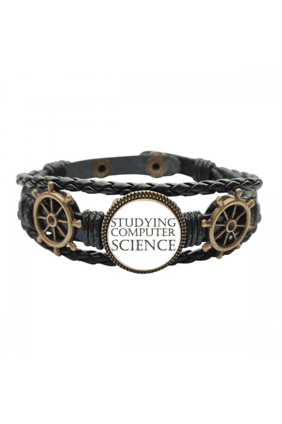 Short Phrase Studying Computer Science Leather Braided Ocean Bracelet Wristband