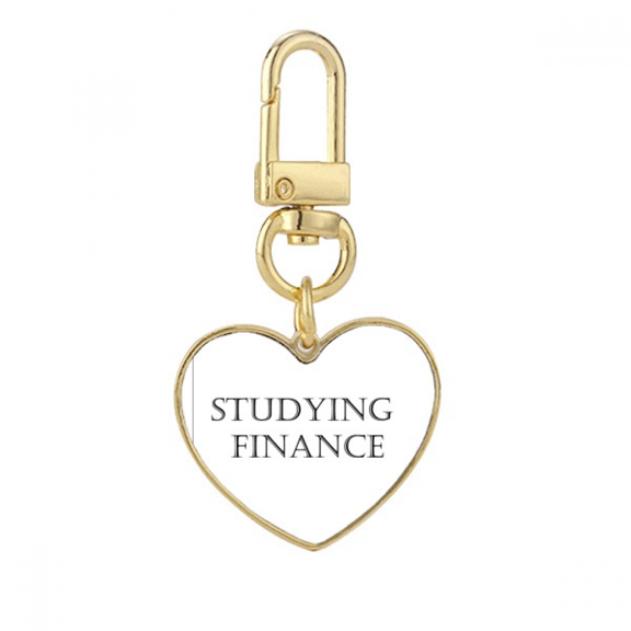 Short Phrase Studying Finance Gold Heart Keychain Metal Keyring Holder
