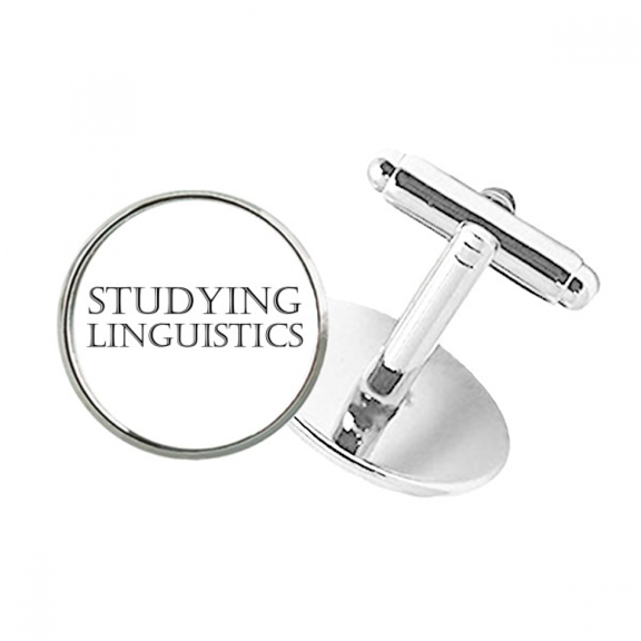 Short Phrase Studying Linguistics Round Button Cuff Clip Stud Cufflinks