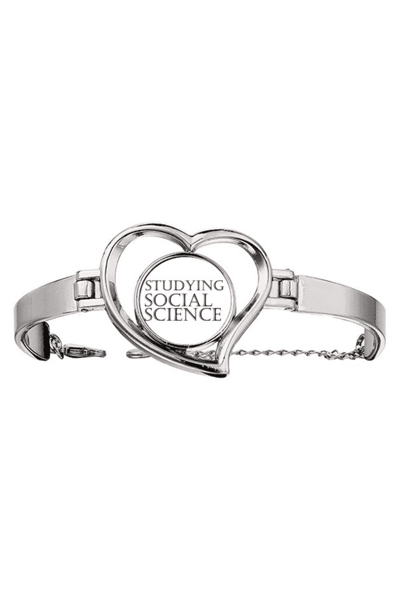Short Phrase Studying Social Science Bracelet Heart Jewelry Wire Bangle