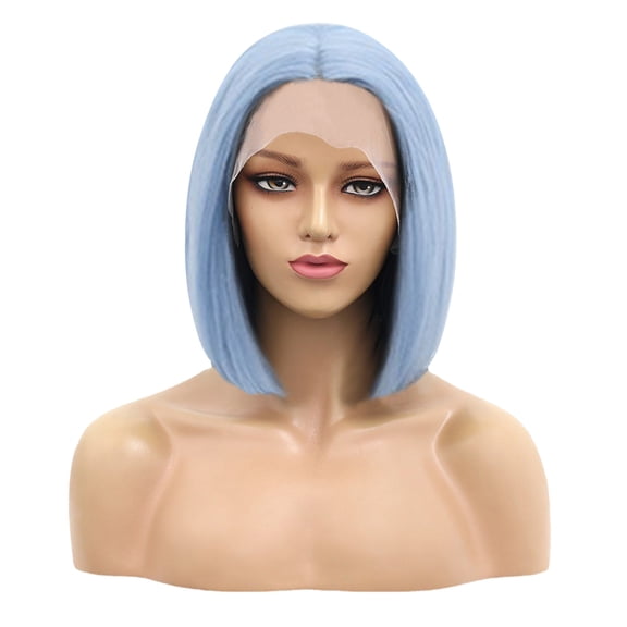 Short Pink Bob Wig for Women, Straight Synthetic Wig Heat Resistant Colored Wigs for Party Use(Blue,One Size)