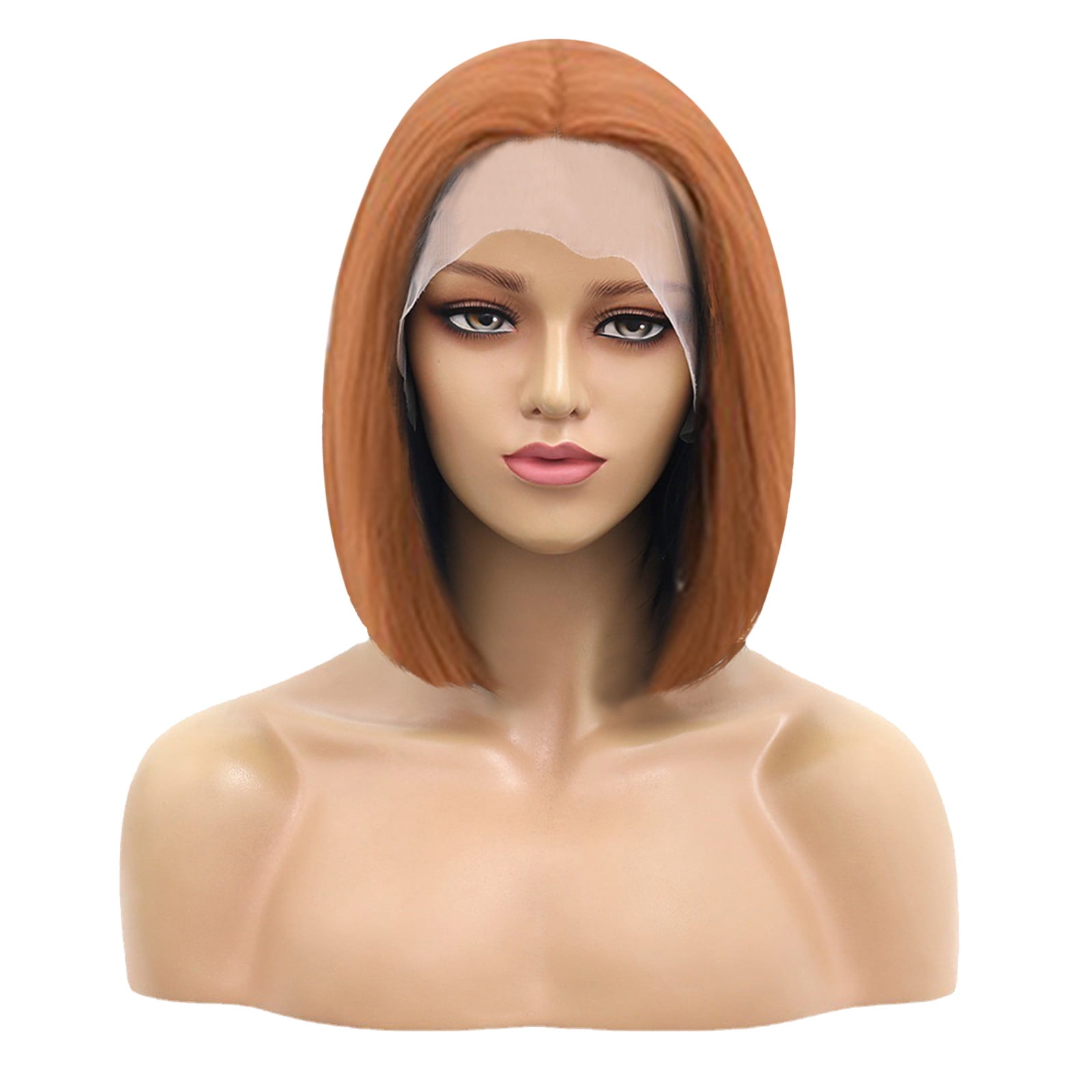 Short Pink Bob Wig for Women, Straight Synthetic Wig Heat Resistant Colored Wigs for Party Use(Brick Red,One Size)