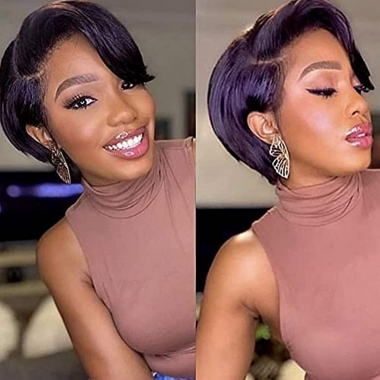 Short Pixie Cut Wigs for Women Human Hair Bob Wig 13x4x1 Lace Front Wig with Side Part Real Hair Wigs for Women Human Hair Walmart