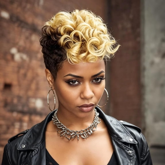 Short Pixie Cut Wigs with Wavy Bangs Ombre Brown Hair Wig Short Wigs for Black Women (JOFMWIX-Gj9632)