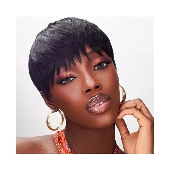 Short Pixie Wig Human Hair Short Layered Cut Human Hair Wigs for Women 4 Inch