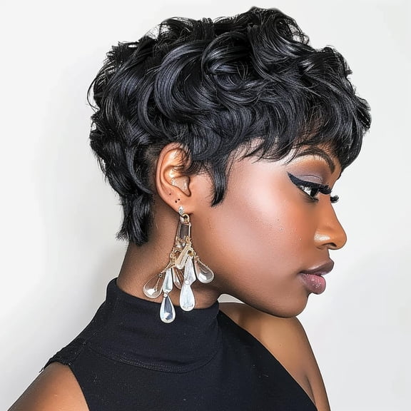 Short Pixie cut Wigs for Black Women (Natural Black) | Pixie Cut Wig Short Wigs for Black Women Synthetic Hair With Bangs for Black Women (Natural Black)
