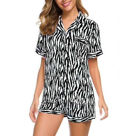 Short Pj Sets for Woman, Comdrip Pajamas Women's Summer Short Sleeved Lapel Shirt Set Shorts Plus Size Home Clothes Cute Pajama Sets for Women H L