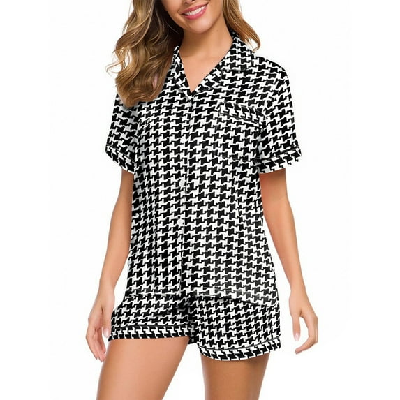Short Pj Sets for Woman, Comdrip Pajamas Women's Summer Short Sleeved Lapel Shirt Set Shorts Plus Size Home Clothes Cute Pajama Sets for Women K 2XL