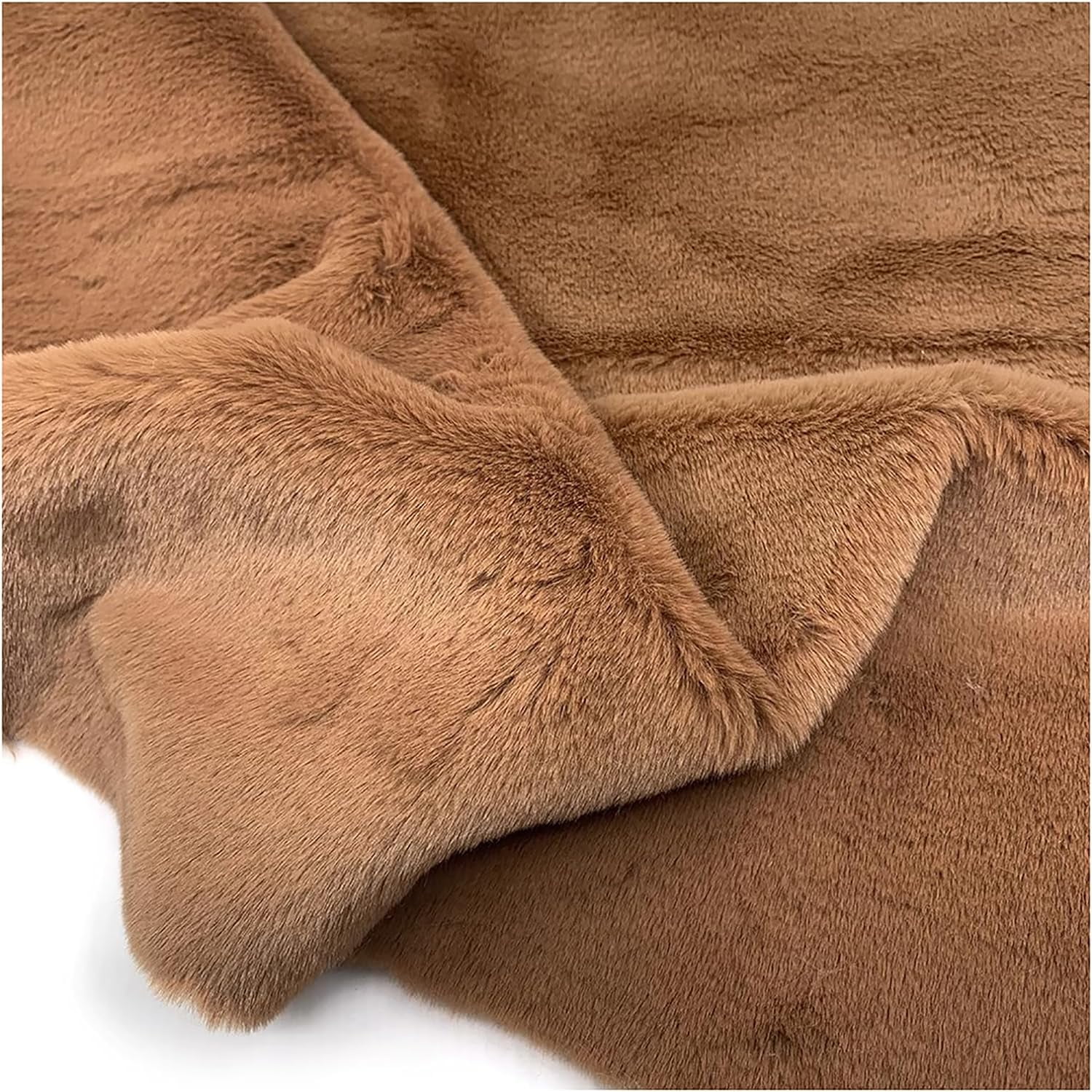Short Plush Shaggy Faux Fur Fabric Sewing Fabric Supplies Super Soft and Fluffy Luxuriously Cushy for Craft Supply, Wedding Party Christmas Decoratio(Size:1.6mx0.5m / (62.99x19.68IN),Color:Brown)