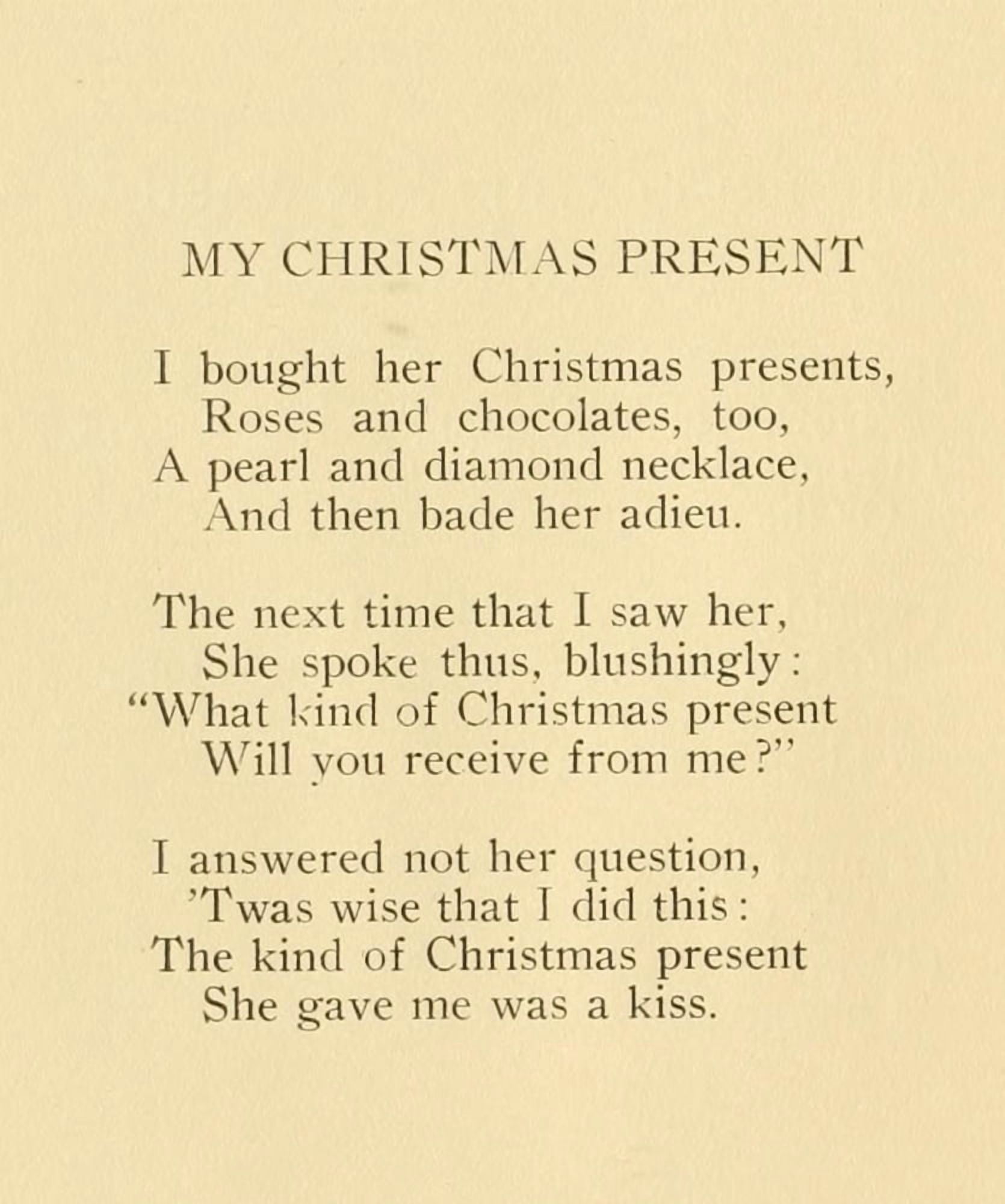 Short Poems 1909 My Christmas Present Canvas Art - George Godoy (24 x 36)