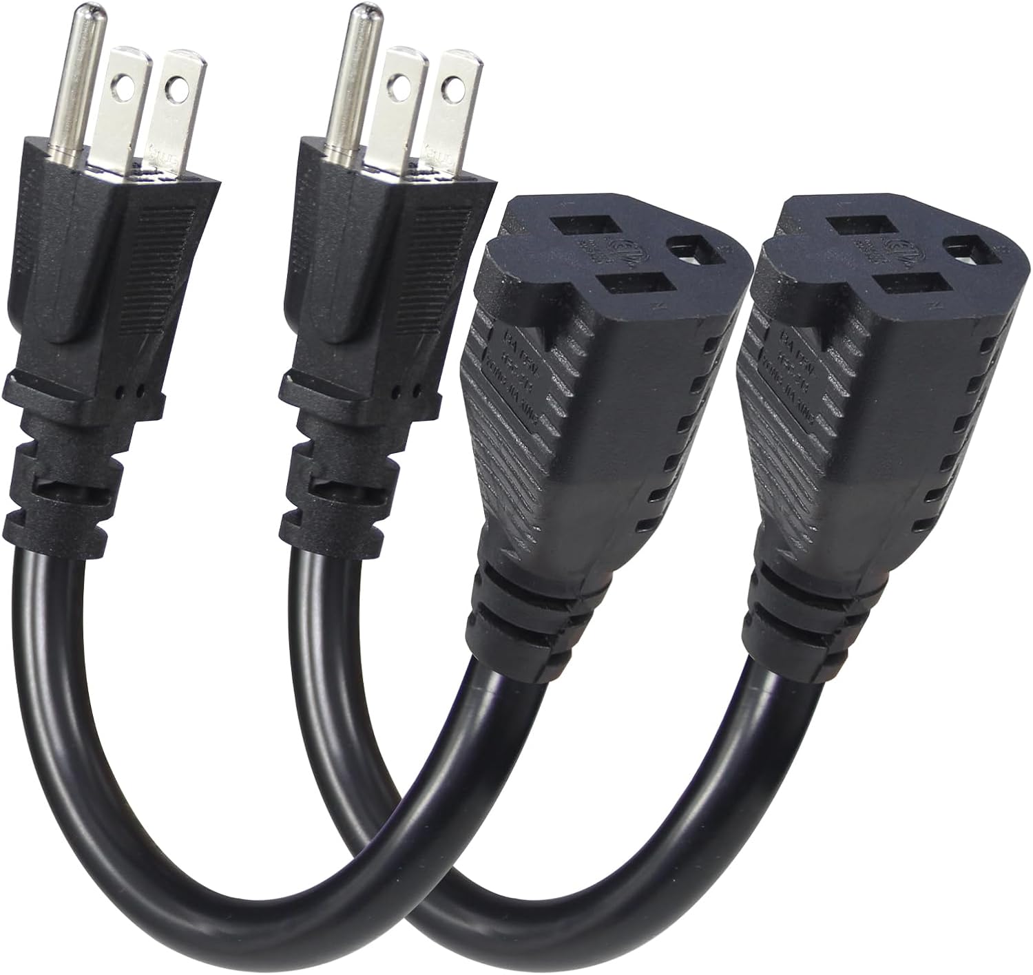 Short Power Extension Cord 15A 6 Inch 3 Prong Outlet Saver, 1875W