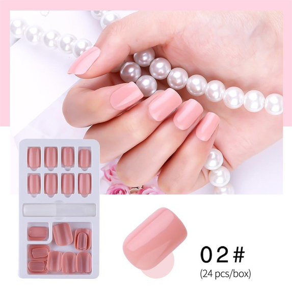 Short Press on Nails Oval Pink Artificial Fake Nails Press Ons with Designs Glossy Gel Press on Nails Short Full Cover False Nails 24PCS Reusable Glue On Nails Kit for Women Girls