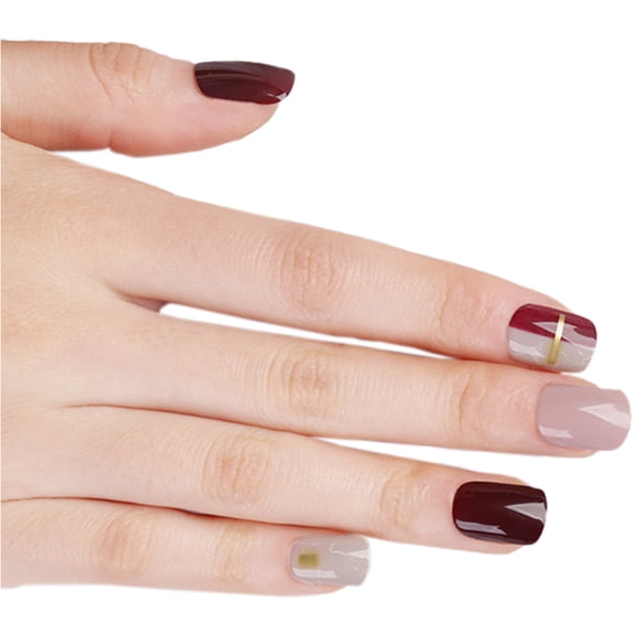 Short Press on Nails,Square Round Fake False Nail Tips Nail Kit short fake nails jelly glue soft armor - style:style1
