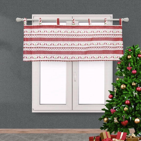 Short Printed Christmas Curtain Climbing Valance Home Decor Blocking Balcony Window Blinds Restaurant Dining Room Living Room 130x40cm