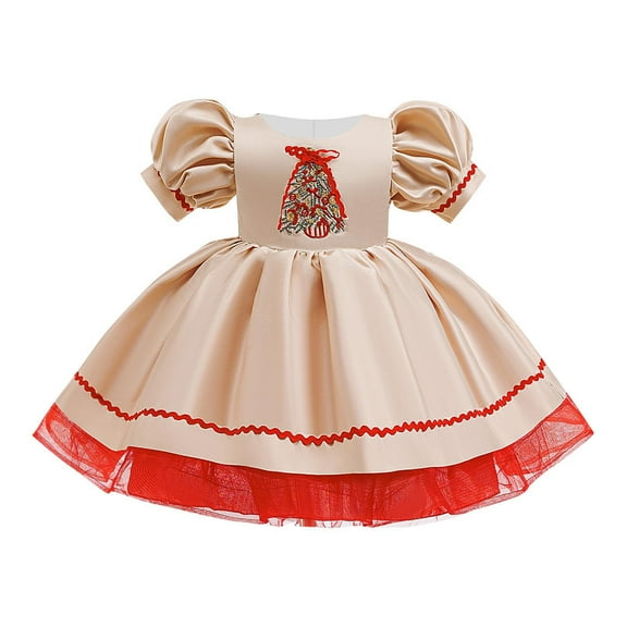 Short Puff Sleeve for Girl Boat Neck Moon Embroidered Formal Prom Party Evening Gowns Holiday Christmas Bow Tie Costumes Mesh Dresses Homecoming Dress Girl