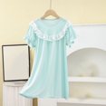 thumbnail image 1 of Short Puffed-Sleeve Dresses for Girls Size 2-13 Teens Kids Lightweight Cute Lace Splice Crew Neck Solid Pullover Going-Out Loungewear Dress, 1 of 4