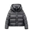thumbnail image 1 of Short Puffer Jacket Women, Yigetop Women's Thick Down Jacket with Hood White Jackets Winter Short Warm Coats Female Outwear Parka Coat for Women Grey S, 1 of 1