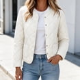 thumbnail image 1 of Short Puffer Jacket Womens Quilted Button Down Collarless Warm Fall Winter Casual Lightweight Windproof Coat with Pockets, 1 of 6