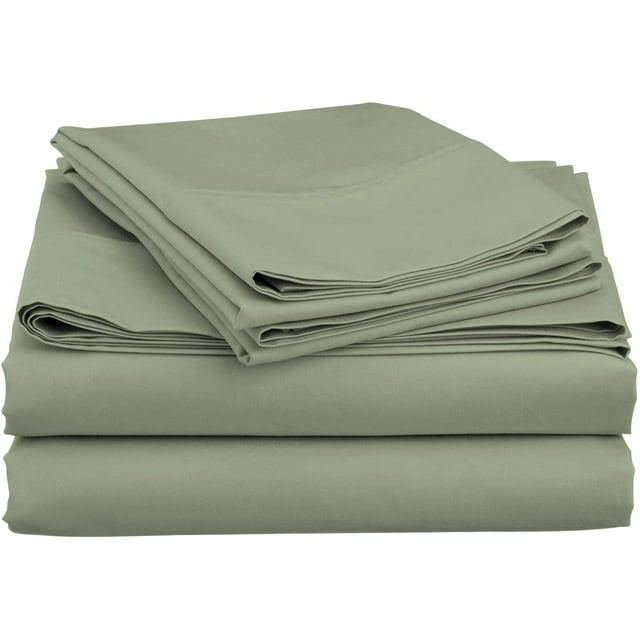 Short Queen (60"X75") Sheets Luxury Soft 100% Egyptian Cotton - Sheet Set for Short Queen (60"X75") Mattress Sage Solid 600 Thread Count 10 -15" Inch Deep Pocket