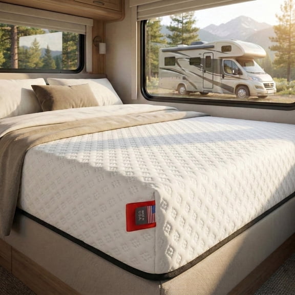 Short Queen - 8 Inch RV Mattress - 60x74, Aquasoft Memory Foam Mattress, Medium Firm, Breathable Diamond Soft Cover Fabric, Certified Safe Foam, Bed in a Box Mattress, hoggisleep, Made in Mississippi
