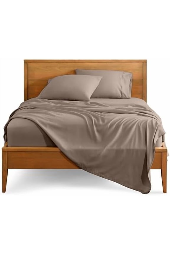 Short Queen Sheet Set - 1800 Ultra-Soft Microfiber - Double Brushed - Deep Pockets - Easy Fit - 4 Piece Set - Bed Sheets (Short Queen, Taupe)