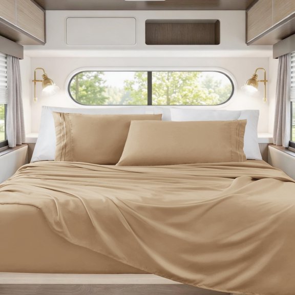 Short Queen Sheet Set, 4 Pieces,For Bunks, Camper & Travel Trailer