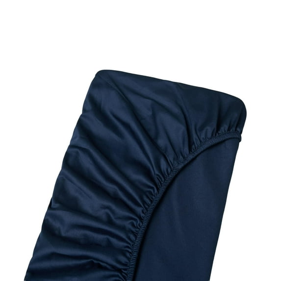 Short Queen Size Extra Deep Pockets Fitted Sheet Only - 600-Thread Count 100% Pure Egyptian Cotton, 21 inches Deep Pockets Fitted Sheet, Soft, Sateen Weave - Navy Blue Color