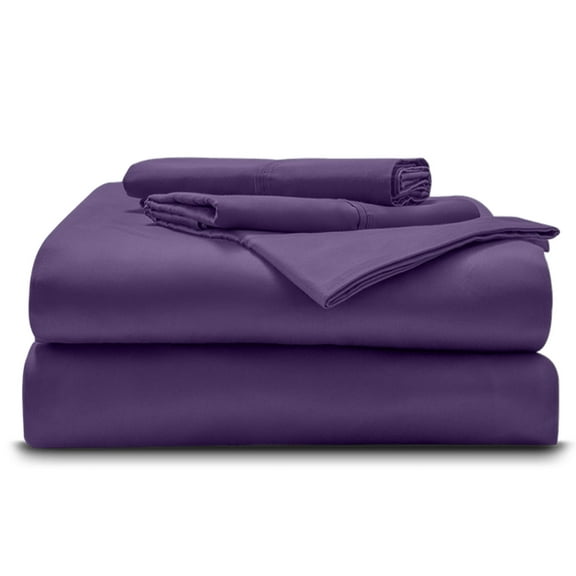 Short Queen Size Giza Sheets - Premium 400-Thread-Count Soft 100% Pure Giza Egyptian Cotton 4PC Bed Sheet Set, 21" Inches Deep Pockets - Plum
