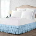 thumbnail image 1 of Short Queen Size Tailored Drop Multi Ruffled Solid Bed Skirt with Adjustable Elastic Belt Microfiber Fabric Fade & Wrinkle Resistant Bed Frame Cover Easy to Fit & Care (24 Inch Drop, Light Blue), 1 of 4