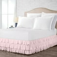 thumbnail image 1 of Short Queen Size Tailored Drop Multi Ruffled Solid Bed Skirt with Adjustable Elastic Belt Microfiber Fabric Fade & Wrinkle Resistant Bed Frame Cover Easy to Fit & Care (20 Inch Drop, Hot Pink), 1 of 4