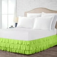 thumbnail image 1 of Short Queen Size Tailored Drop Multi Ruffled Solid Bed Skirt with Adjustable Elastic Belt Microfiber Fabric Fade & Wrinkle Resistant Bed Frame Cover Easy to Fit & Care (28 Inch Drop, Parrot Green), 1 of 4