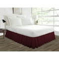 thumbnail image 1 of Short Queen Size Tailored Drop Ruffled Solid Bed Skirt with Adjustable Elastic Belt Microfiber Fabric Fade & Wrinkle Resistant Bed Frame Cover Easy to Fit & Care (15 Inch Drop, Wine), 1 of 4