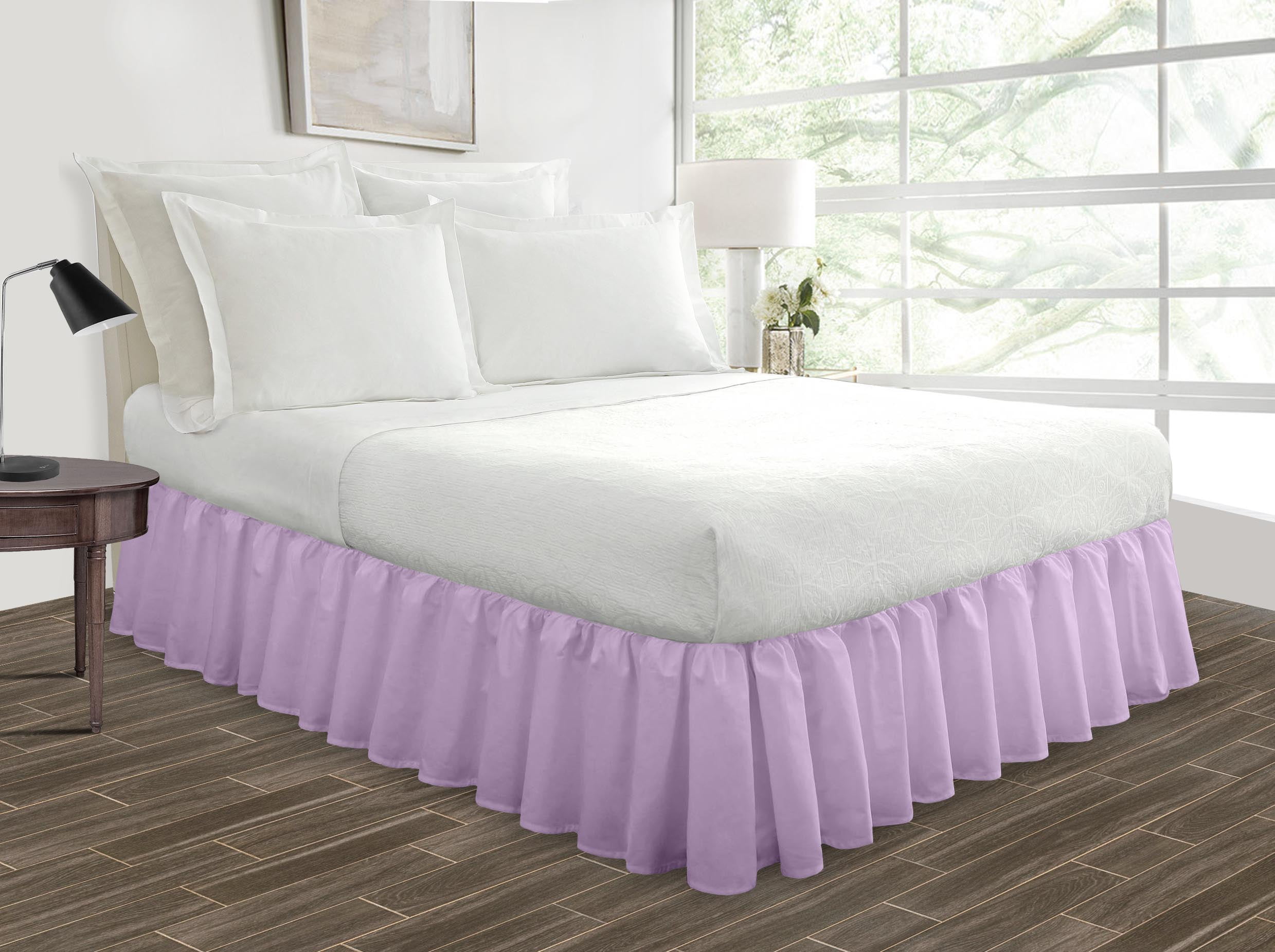 Short Queen Size Tailored Drop Ruffled Solid Bed Skirt with Adjustable