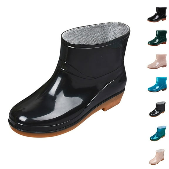 Short Rain Boots For Womens Ankle Waterproof Rainboot Slip On Garden Boot Rubber Shoes