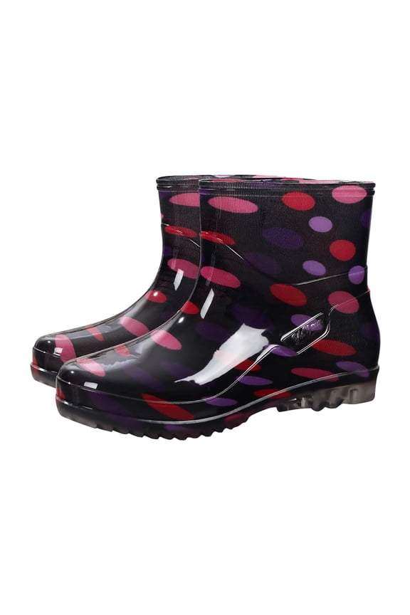 Short Rain Boots Non-Slip Waterproof Rubber Ankle Booties Slip-Resistant Low Cut Rain Footwear for Rainy Day Outdoor Wear Outdoor Footwear Essential with Durable Anti-Skid Sole(Purple Pink,36)